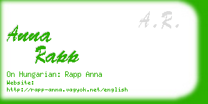 anna rapp business card